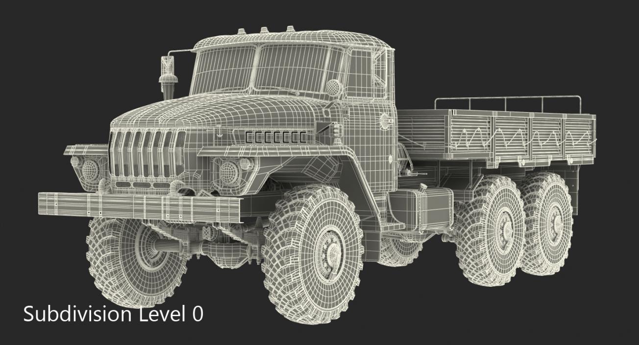 3D model URAL 4320 Russian Cargo 6x6 Truck Rigged