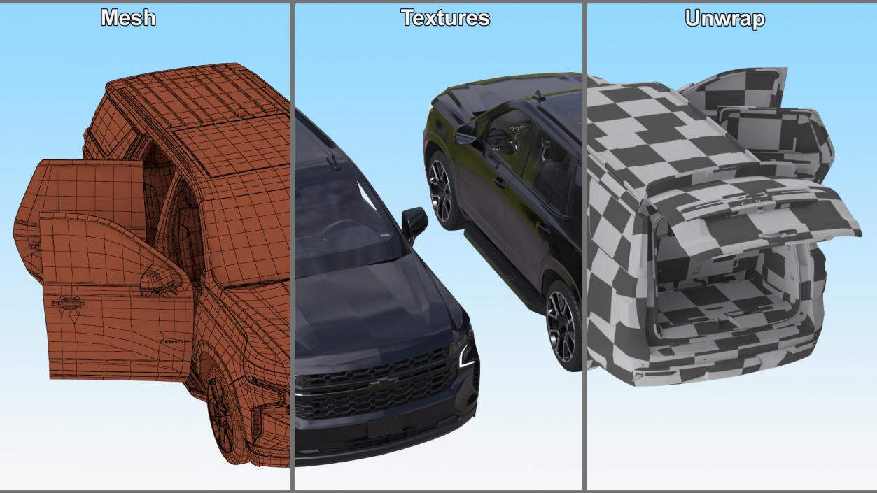 3D SUV Chevrolet Tahoe 2024 Black Simplified