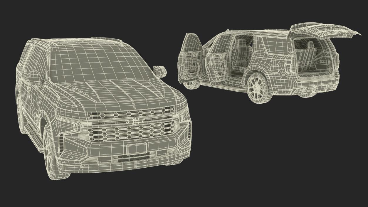 3D SUV Chevrolet Tahoe 2024 Black Simplified