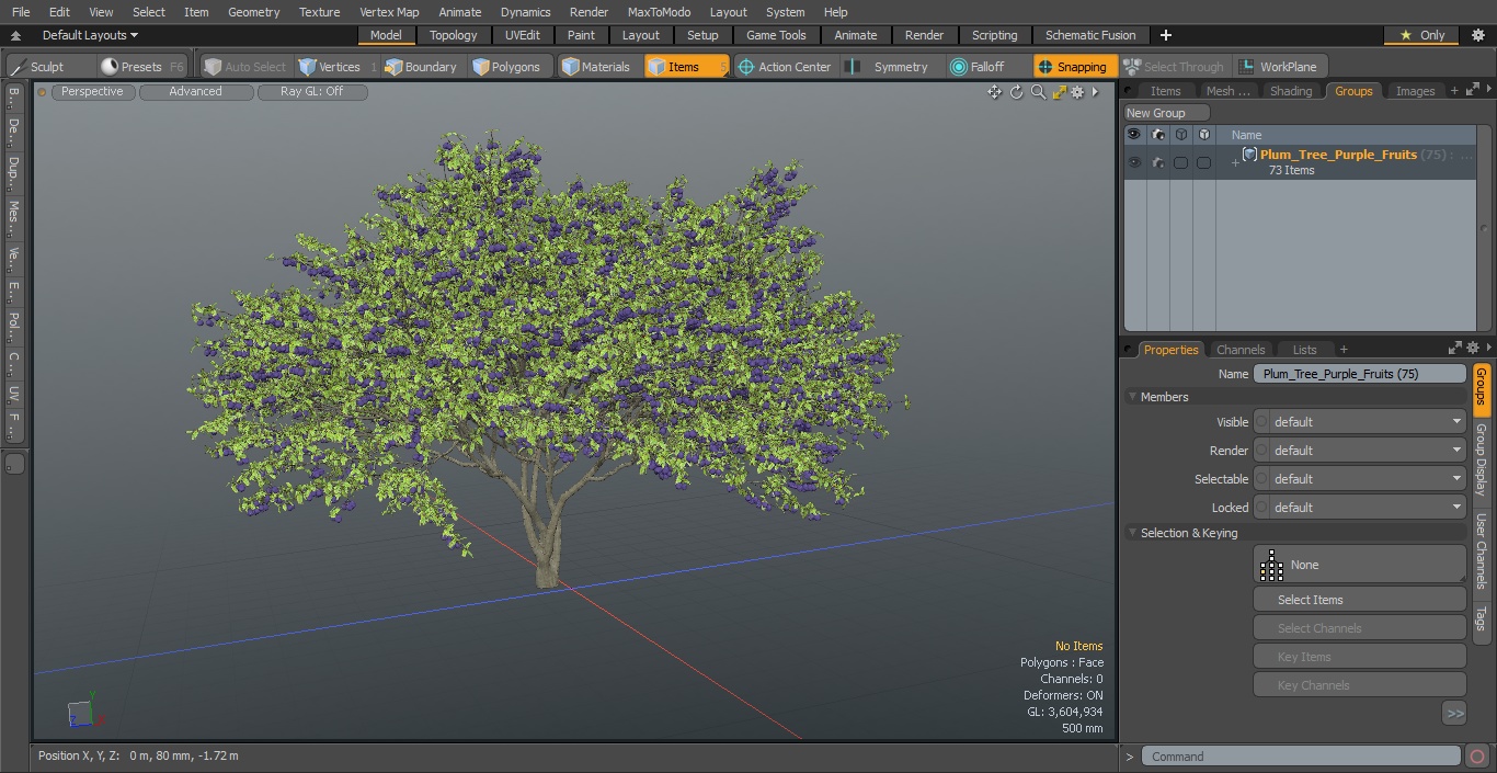 3D Plum Tree Purple Fruits model