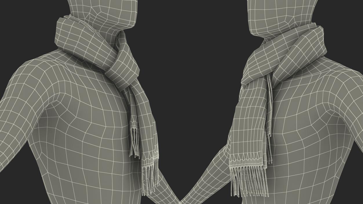 3D model Beige Plaid Scarf on Mannequin