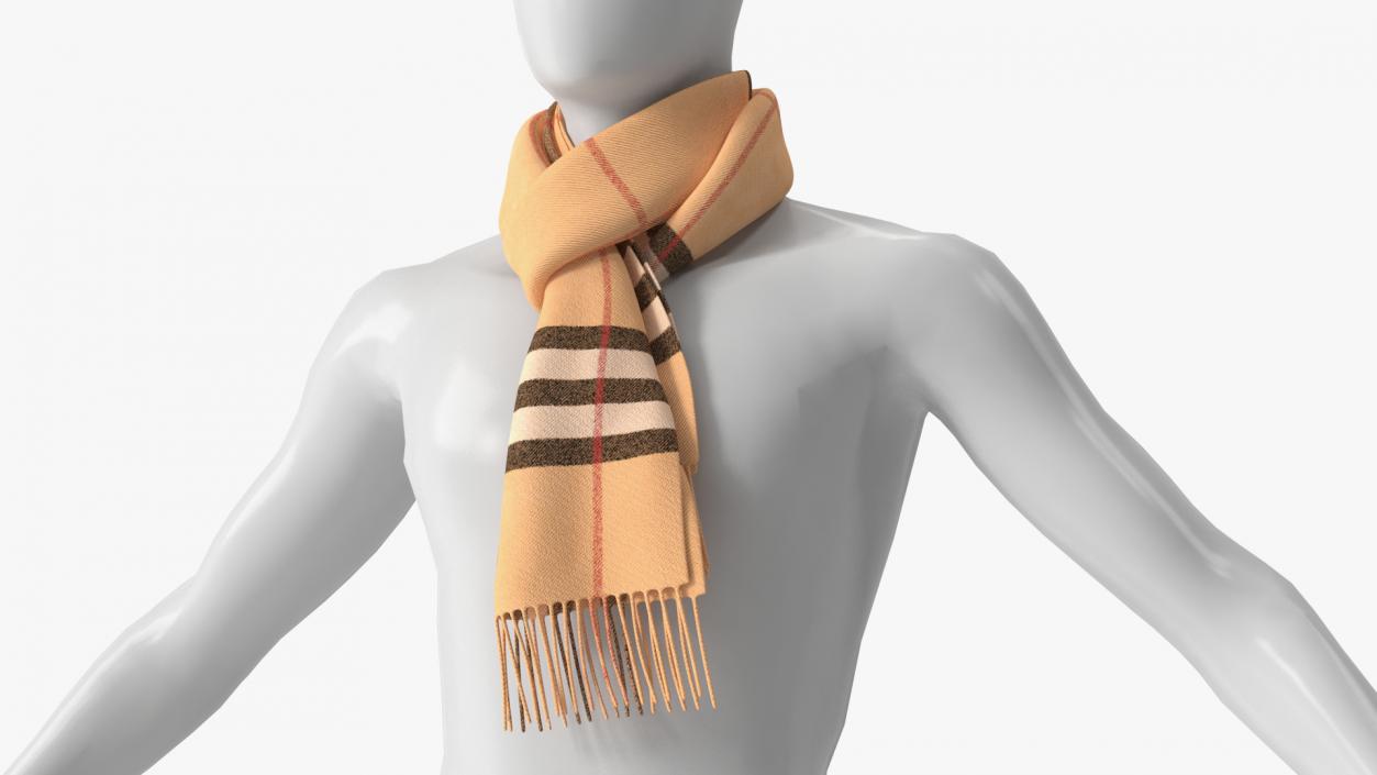 3D model Beige Plaid Scarf on Mannequin