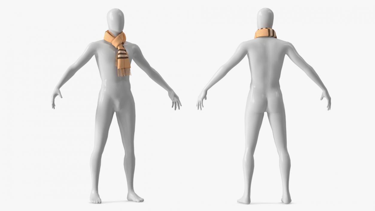 3D model Beige Plaid Scarf on Mannequin