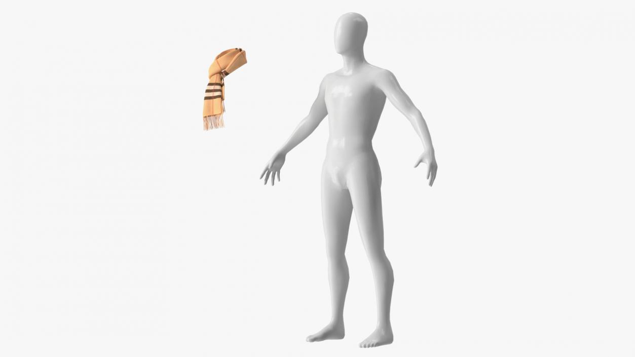 3D model Beige Plaid Scarf on Mannequin