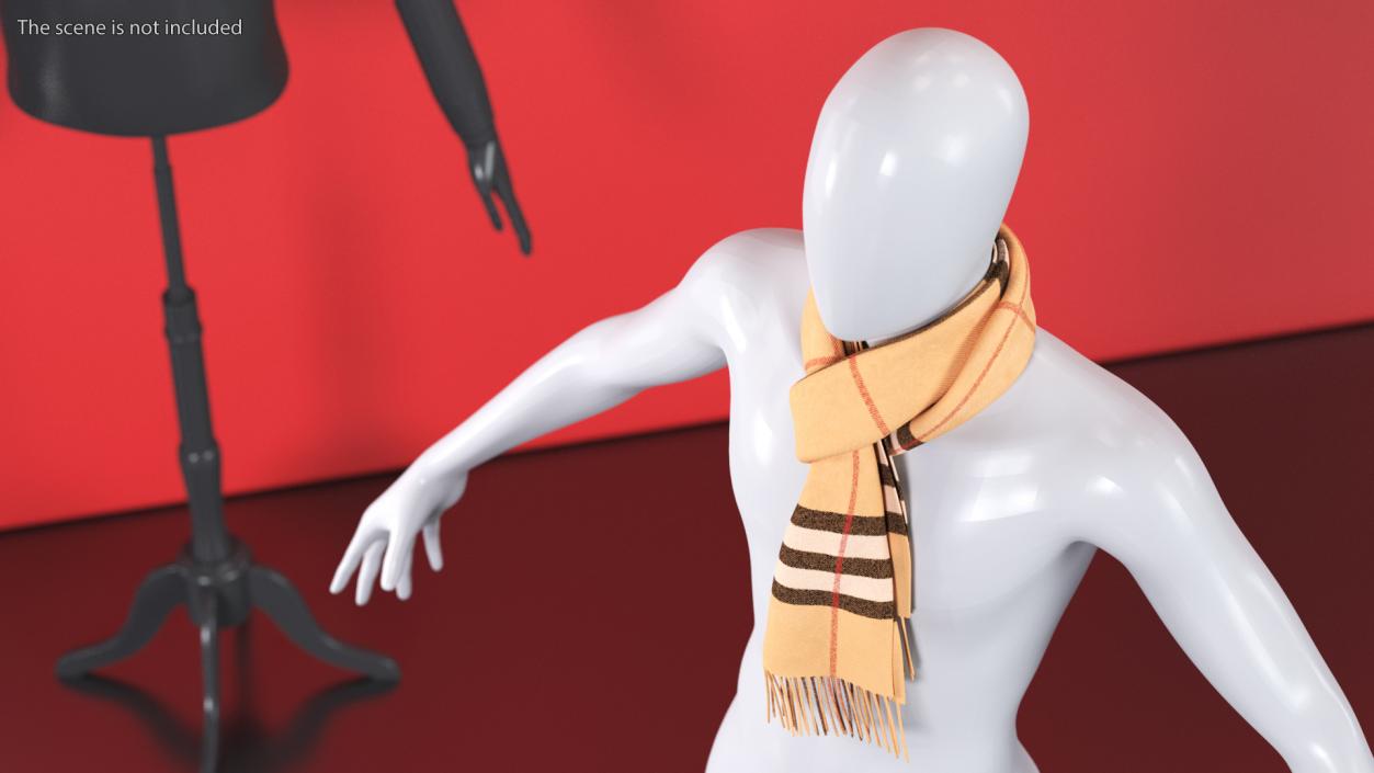 3D model Beige Plaid Scarf on Mannequin