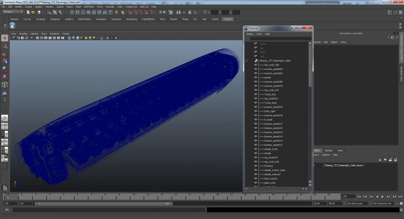 3D Boeing 737 Passenger Cabin