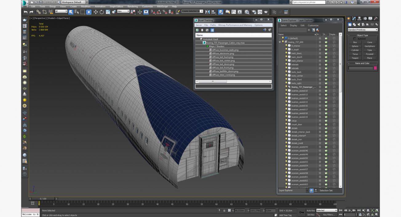 3D Boeing 737 Passenger Cabin