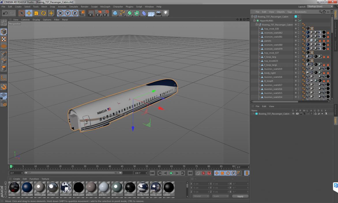 3D Boeing 737 Passenger Cabin