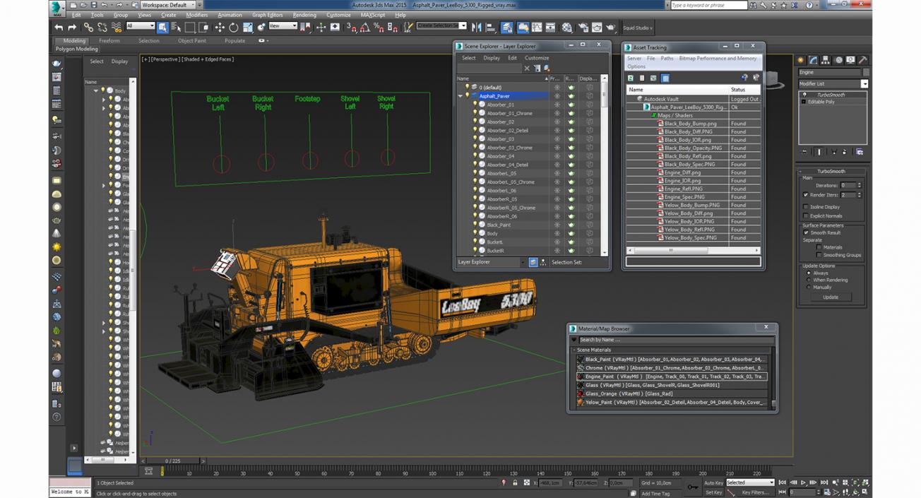 Asphalt Paver LeeBoy 5300 Rigged 3D