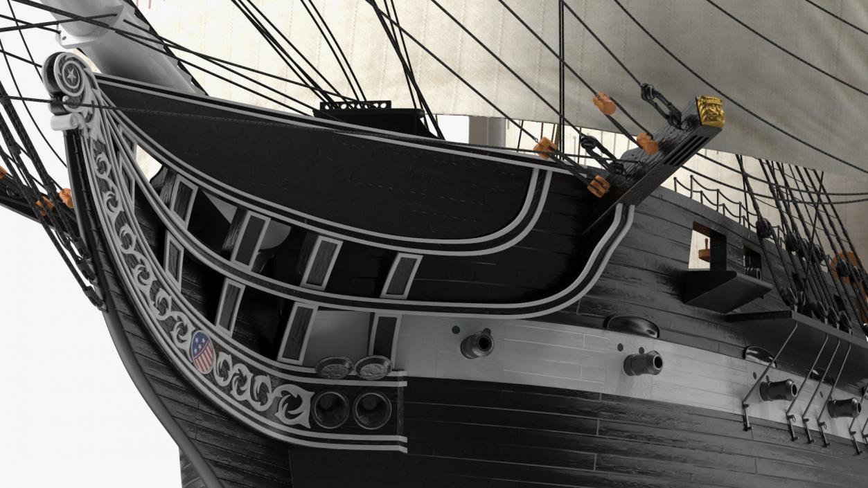 3D USS Constitution Heavy Frigate Raised Sails model