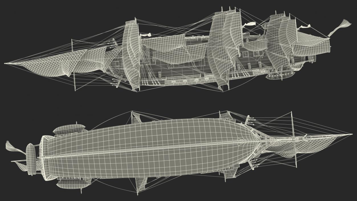 3D USS Constitution Heavy Frigate Raised Sails model