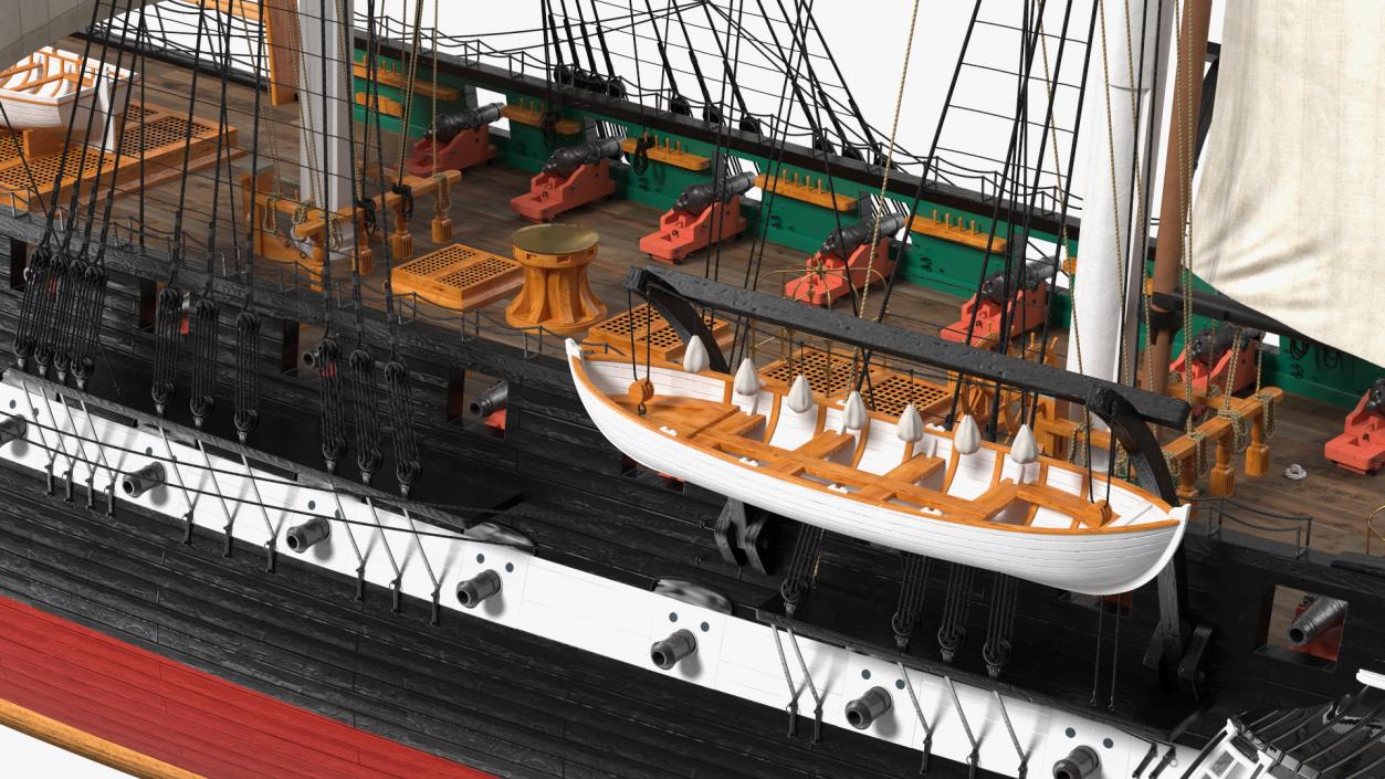 3D USS Constitution Heavy Frigate Raised Sails model