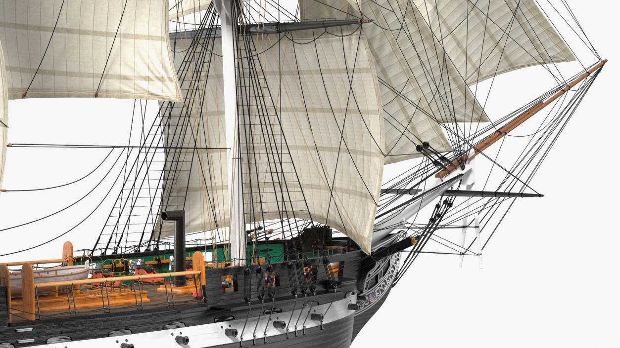 3D USS Constitution Heavy Frigate Raised Sails model