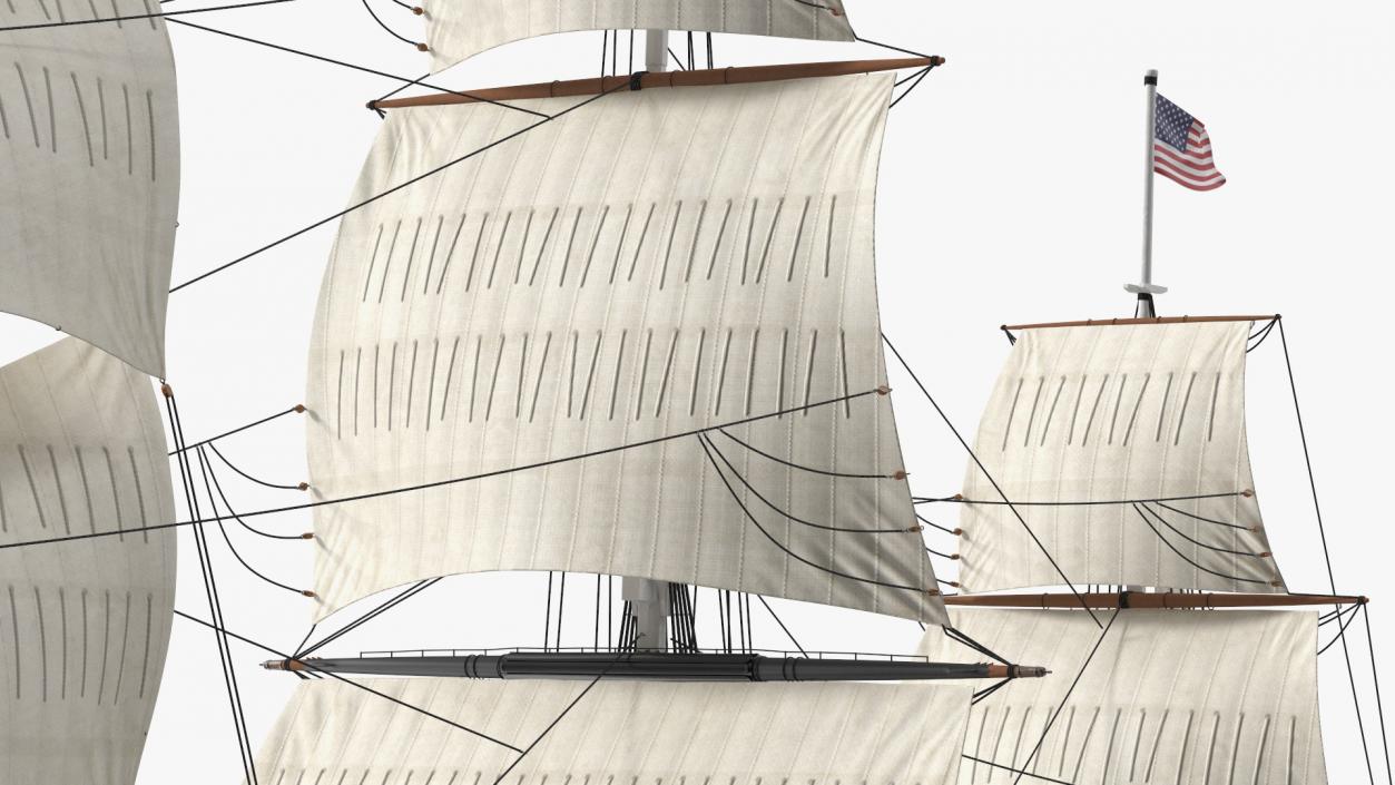 3D USS Constitution Heavy Frigate Raised Sails model