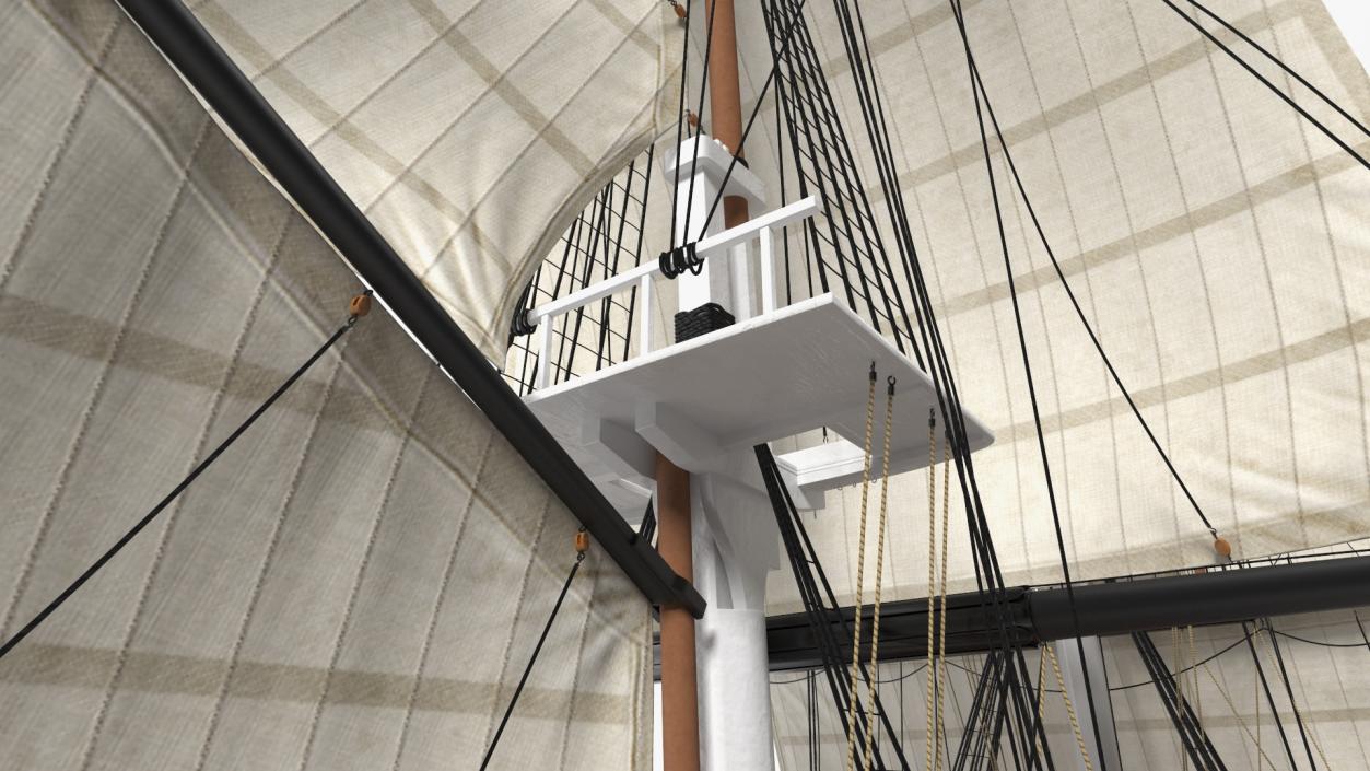 3D USS Constitution Heavy Frigate Raised Sails model