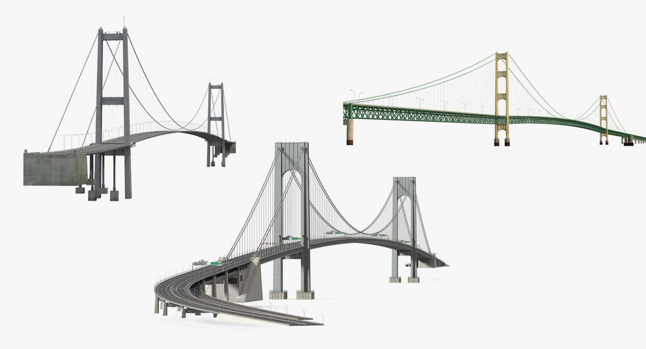 Suspension Bridges Collection 3D model