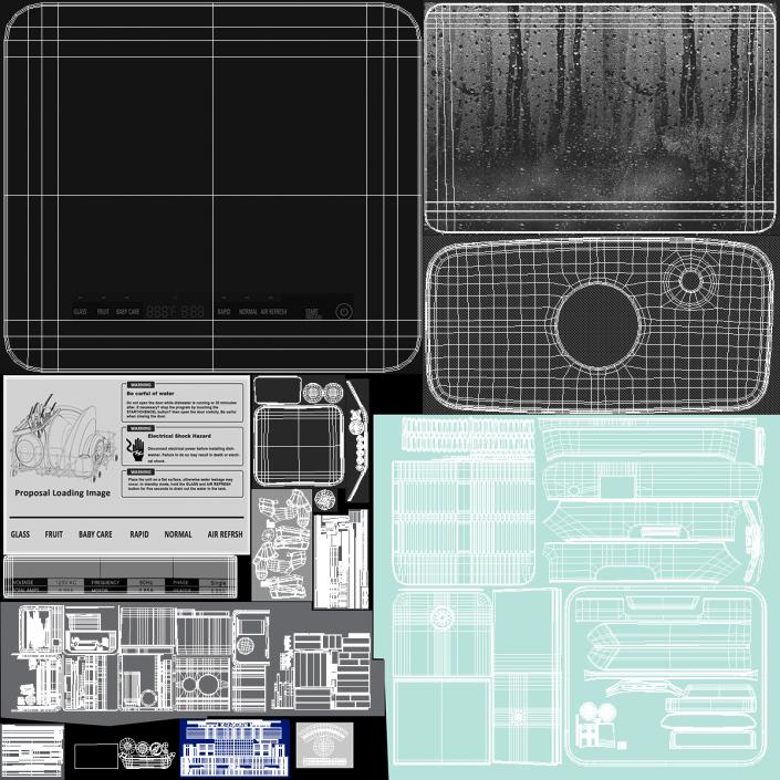 3D model Small Portable Dishwasher Turned On