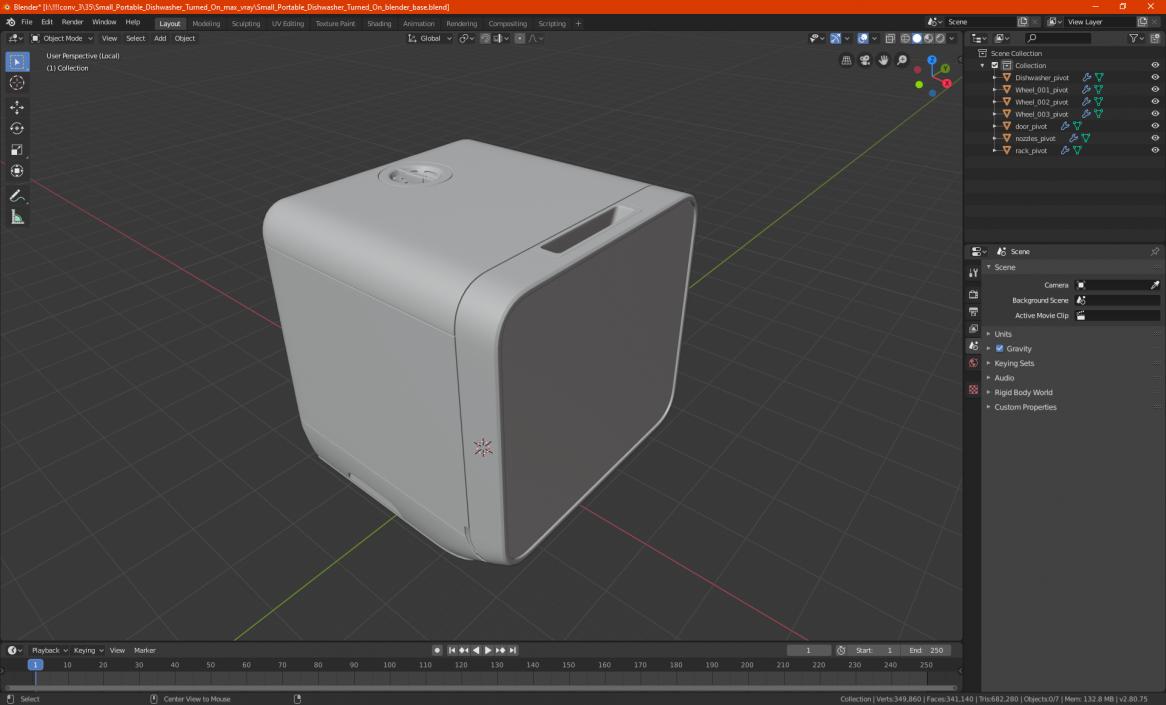 3D model Small Portable Dishwasher Turned On