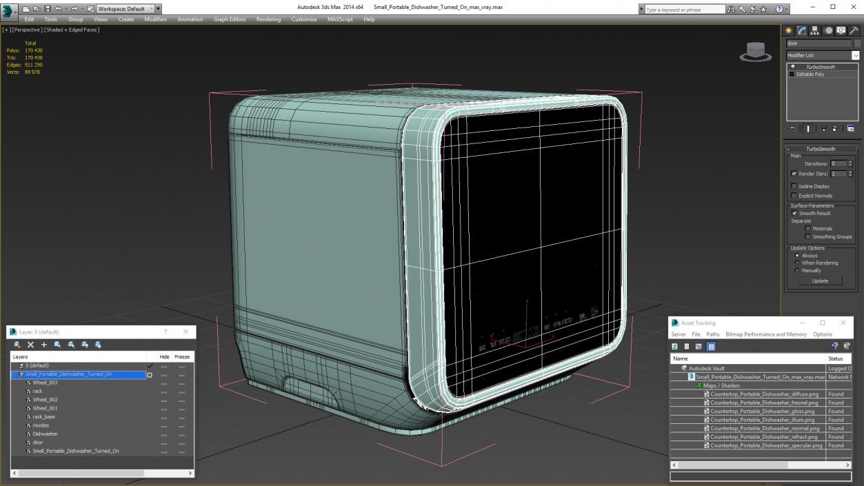 3D model Small Portable Dishwasher Turned On