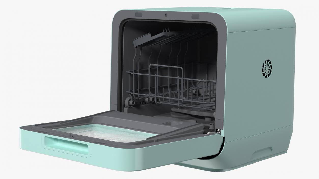 3D model Small Portable Dishwasher Turned On