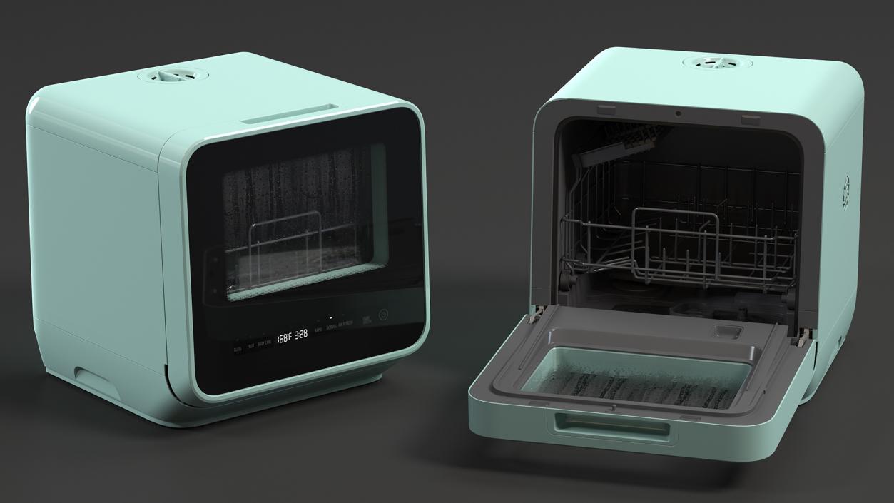 3D model Small Portable Dishwasher Turned On