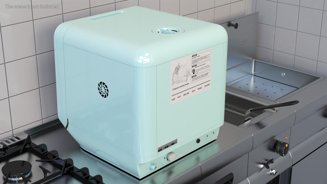 3D model Small Portable Dishwasher Turned On