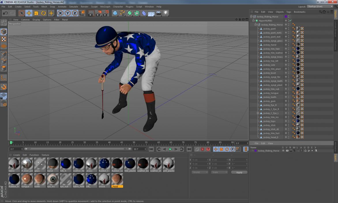 Jockey Riding Horse 3D model