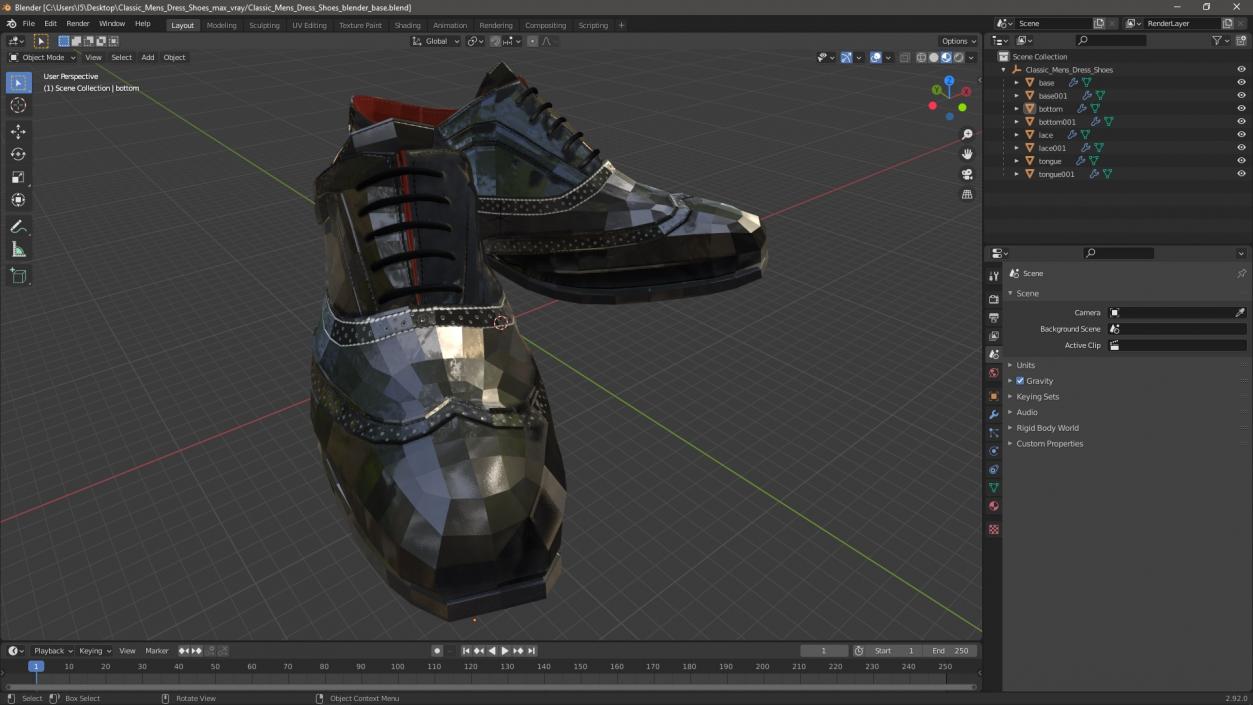 Classic Mens Dress Shoes 3D model