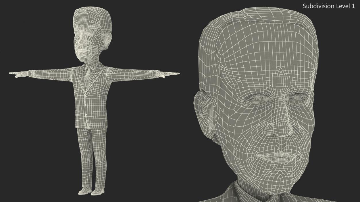 Cartoon Joe Biden T Pose 3D model