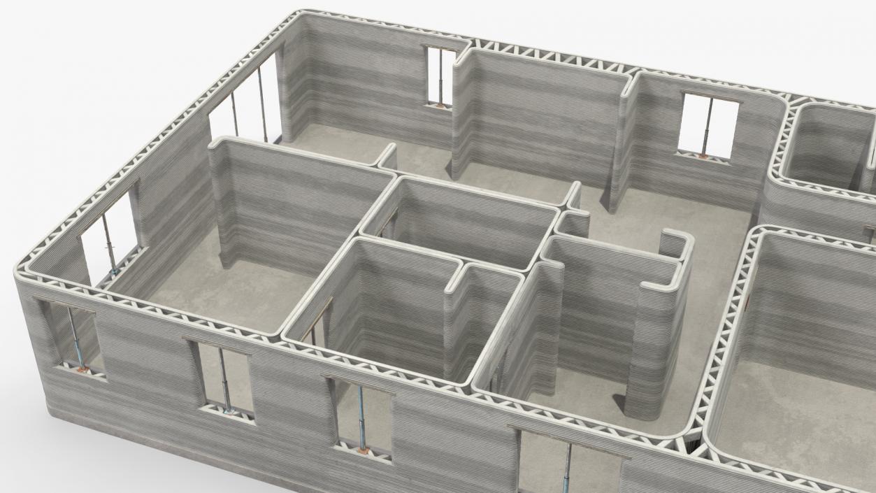 Printed Concrete House Structure 3D