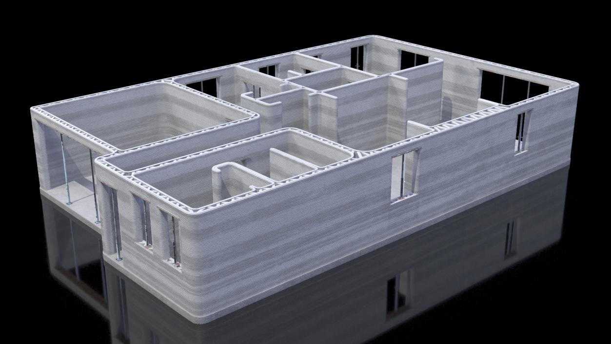 Printed Concrete House Structure 3D