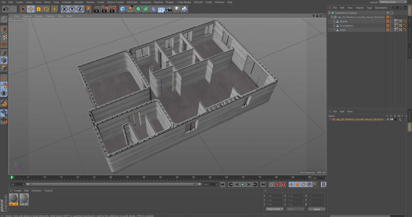 Printed Concrete House Structure 3D