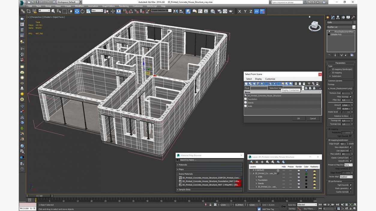 Printed Concrete House Structure 3D