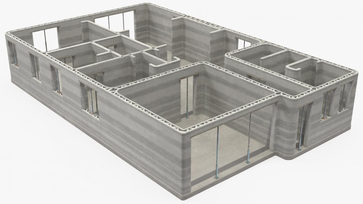 Printed Concrete House Structure 3D