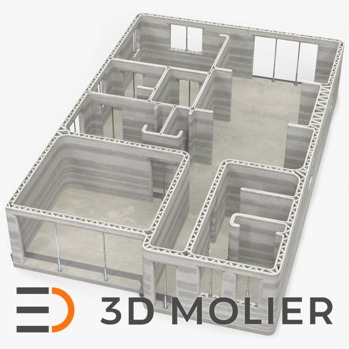 Printed Concrete House Structure 3D