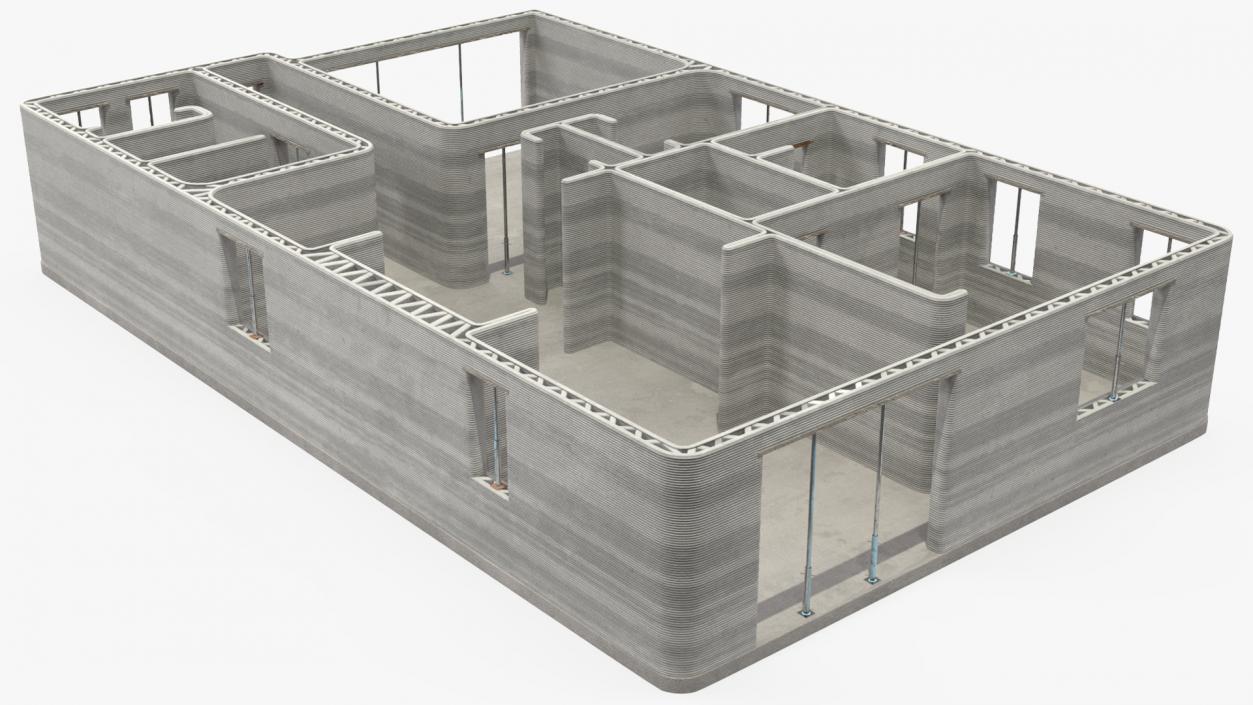 Printed Concrete House Structure 3D