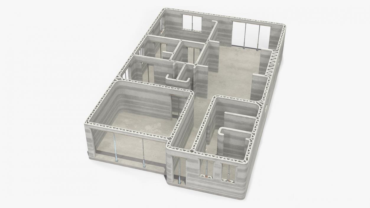 Printed Concrete House Structure 3D