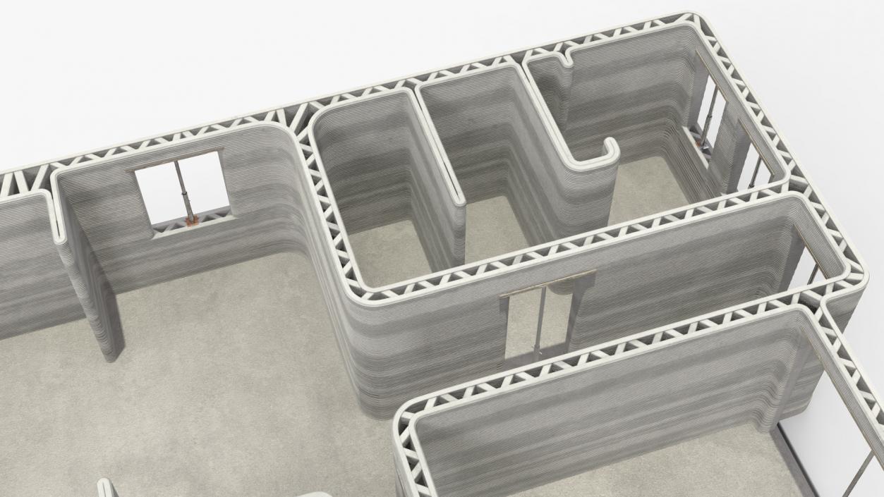 Printed Concrete House Structure 3D