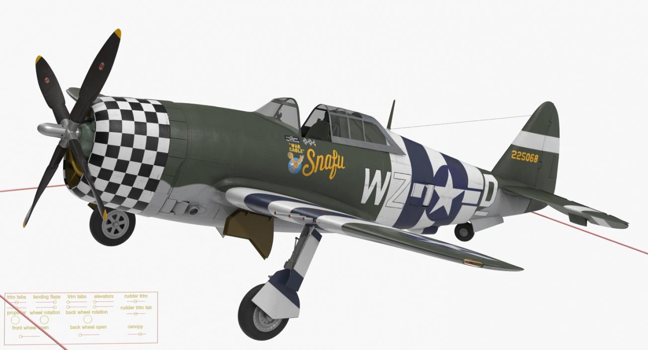 WWII Rigged Fighter Aircraft Collection 3D model