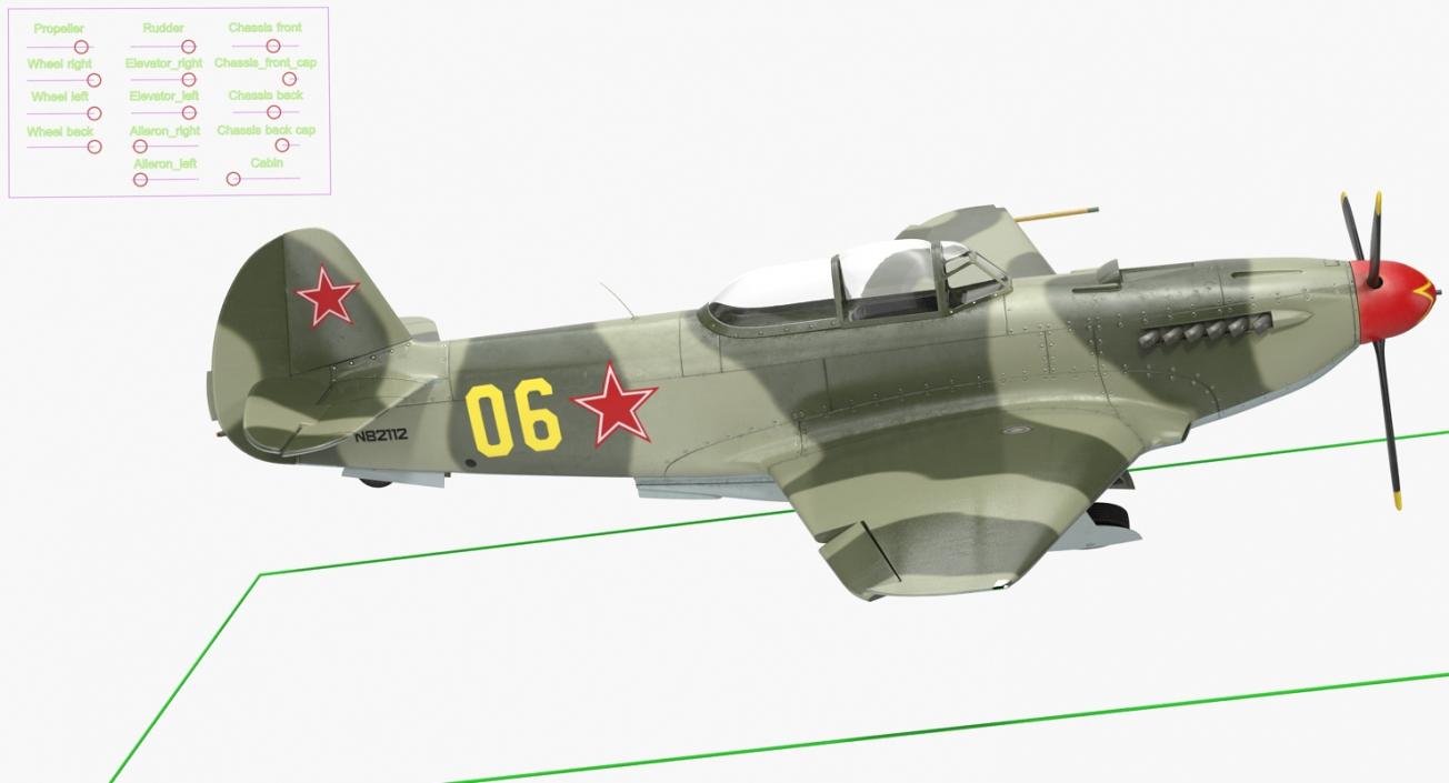 WWII Rigged Fighter Aircraft Collection 3D model