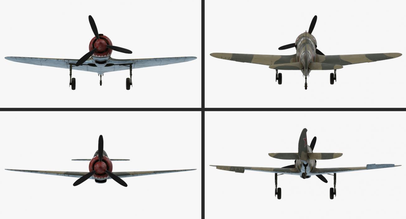 WWII Rigged Fighter Aircraft Collection 3D model