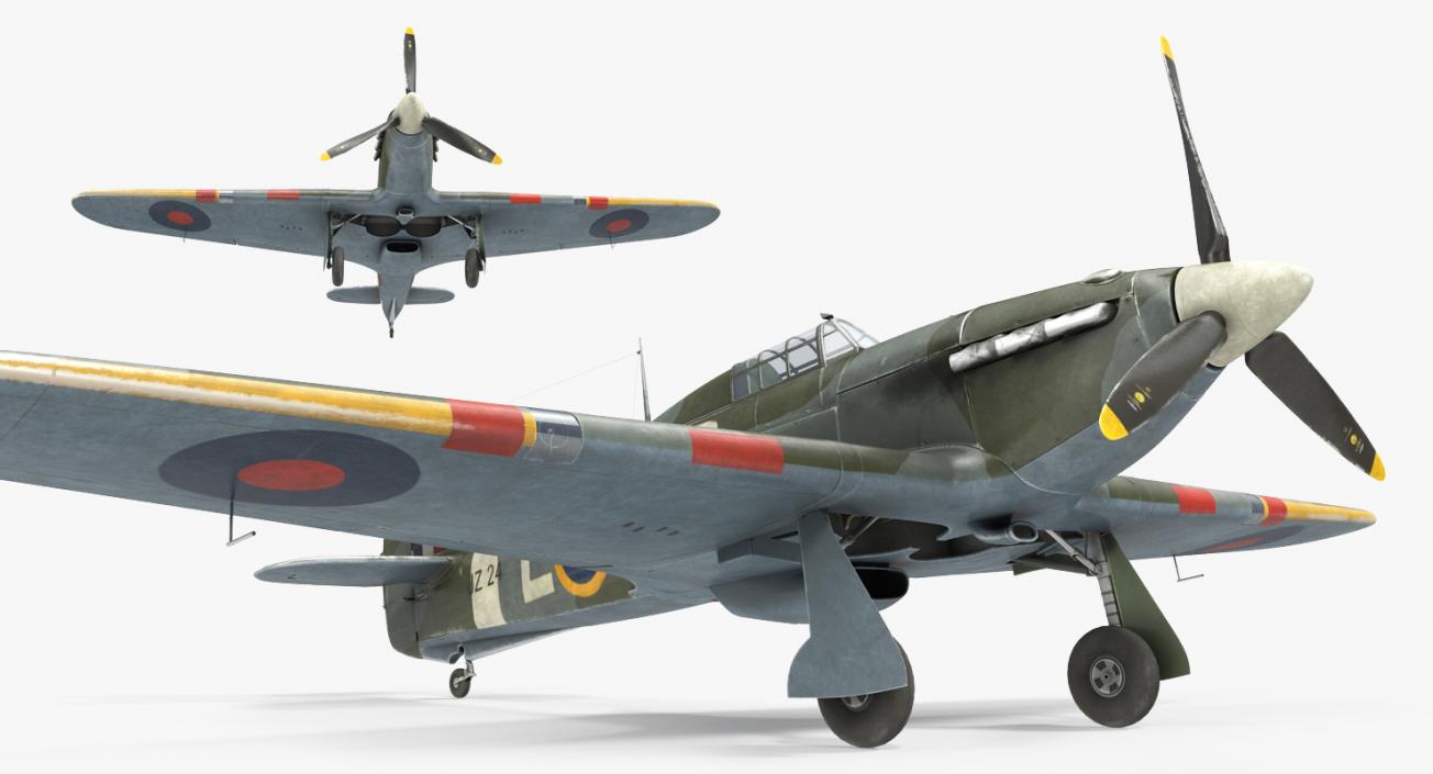 WWII Rigged Fighter Aircraft Collection 3D model