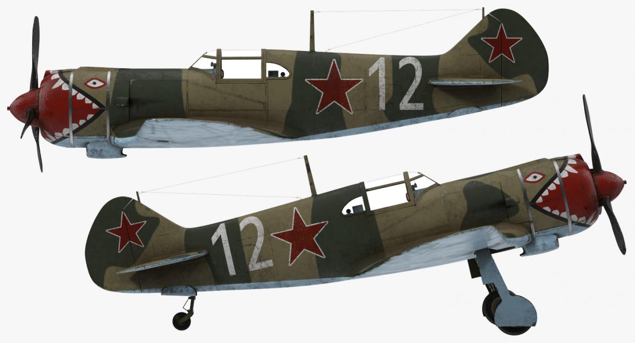 WWII Rigged Fighter Aircraft Collection 3D model