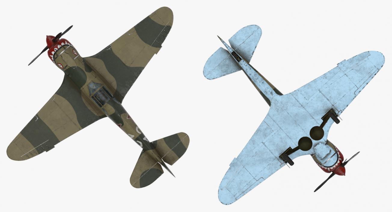 WWII Rigged Fighter Aircraft Collection 3D model