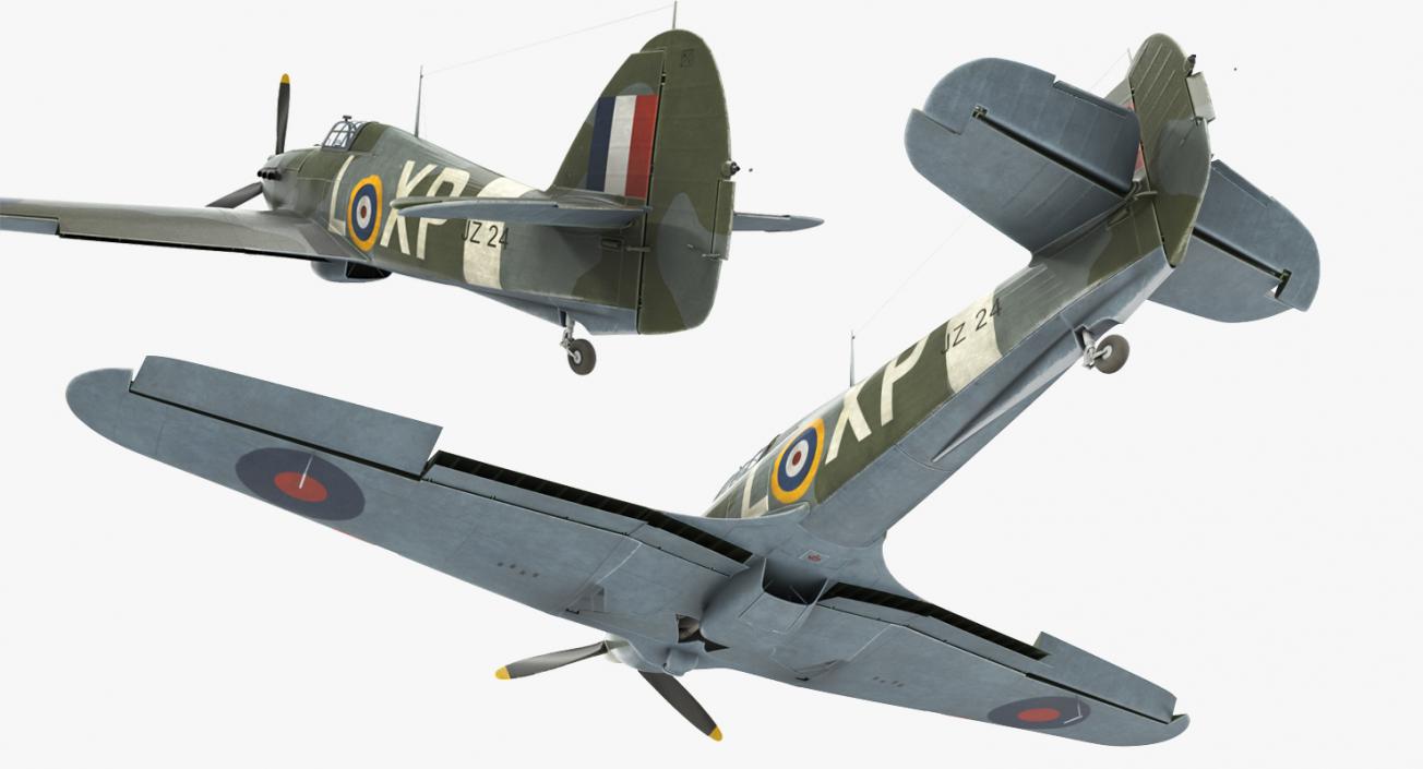 WWII Rigged Fighter Aircraft Collection 3D model