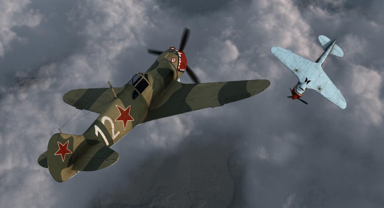 WWII Rigged Fighter Aircraft Collection 3D model