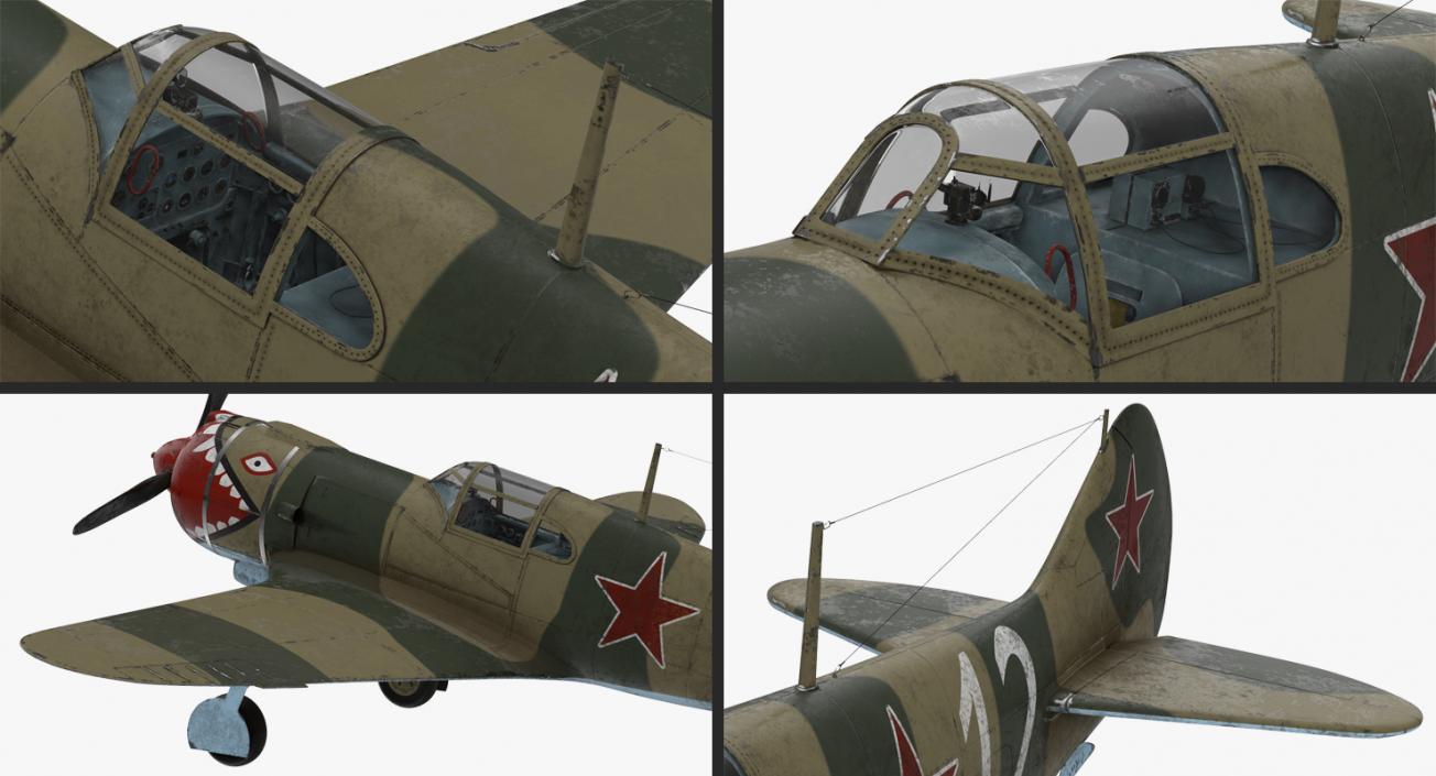 WWII Rigged Fighter Aircraft Collection 3D model