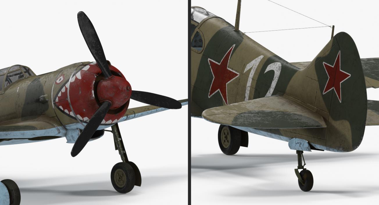 WWII Rigged Fighter Aircraft Collection 3D model