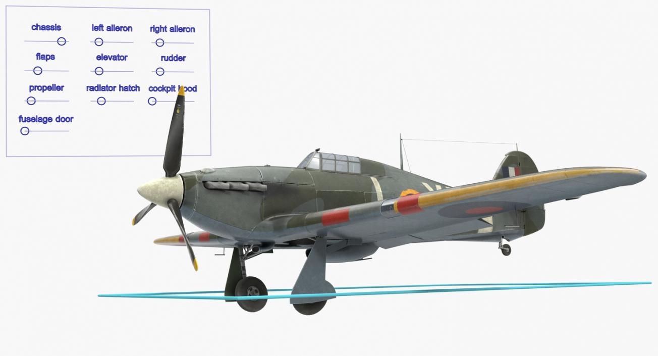 WWII Rigged Fighter Aircraft Collection 3D model