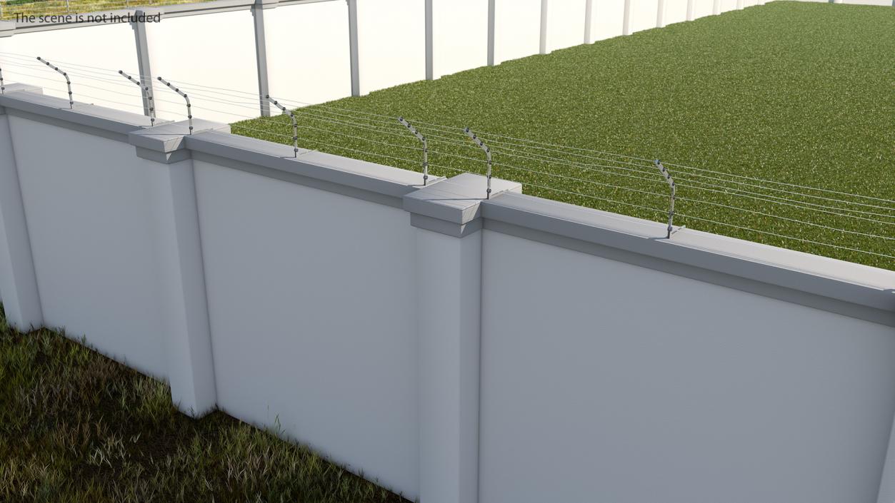 Electric Barbed Wire Fences Sections Collection 3D